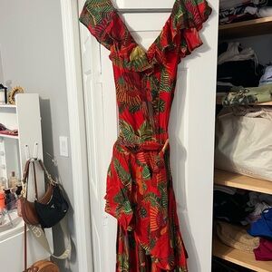 Farm Rio Red Forest Maxi Dress